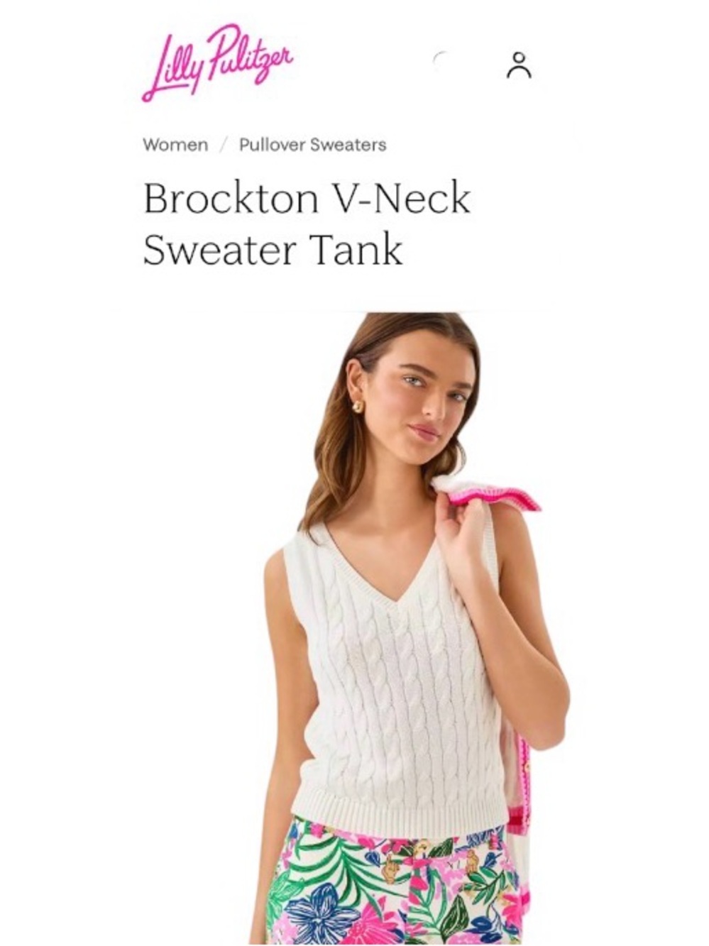 NEW🌴TAGS LILLY PULITZER Brockton VNECK SWEATER TANK WOMEN’s top size LARGE